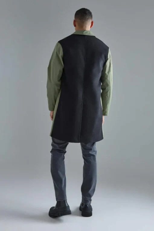 Classic Contrast Panel Trench Coat