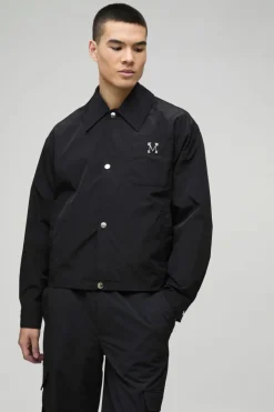 Collared MAN Harrington Jacket in Black