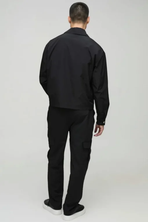 Collared MAN Harrington Jacket in Black
