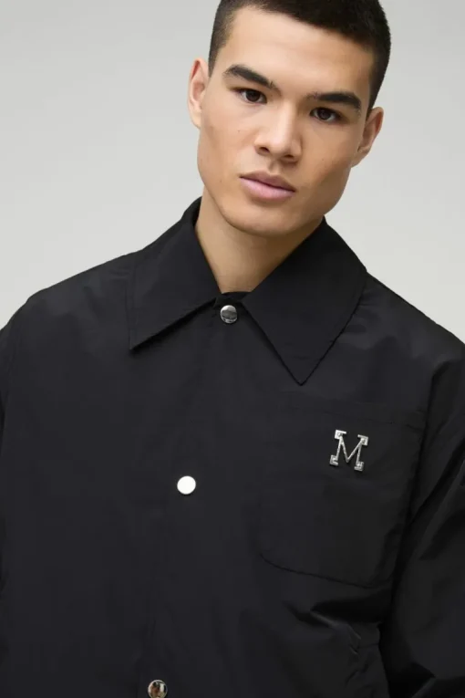 Collared MAN Harrington Jacket in Black