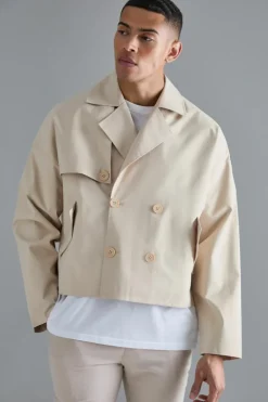 Cropped Double Breasted Trench Coat