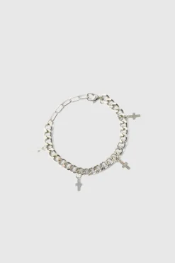 Cross Charm Bracelet in Silver