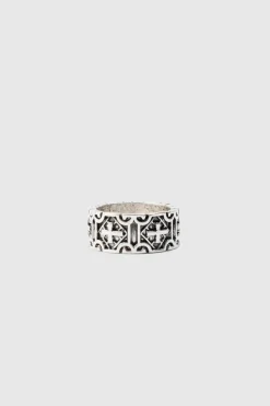 Cross Embossed Ring In Silver