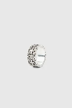 Cross Embossed Ring In Silver
