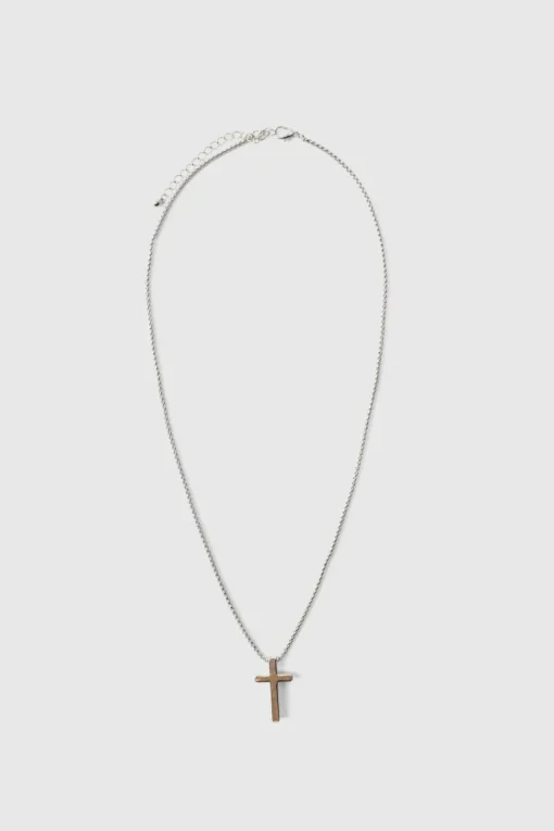 Cross Necklace, Ring And Bracelet Set In Silver
