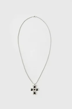 Cross Pendant Necklace In Black