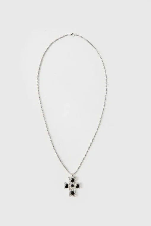 Cross Pendant Necklace In Black