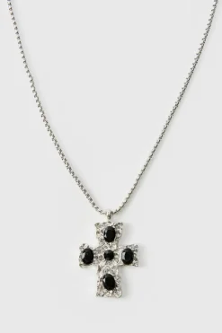 Cross Pendant Necklace In Black