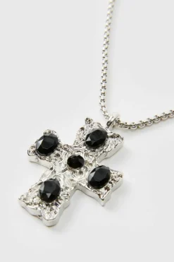 Cross Pendant Necklace In Black