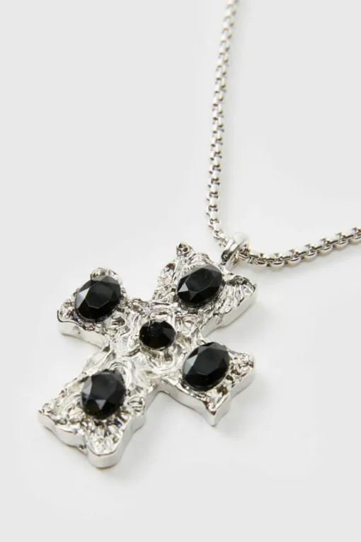 Cross Pendant Necklace In Black