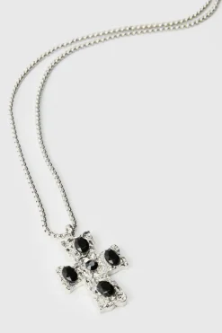 Cross Pendant Necklace In Black