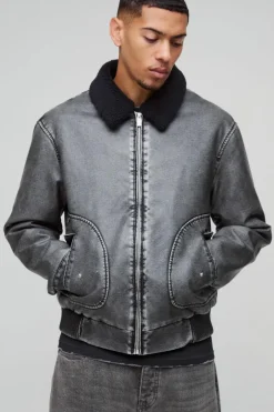 Detachable Borg Collar Aviator Bomber Jacket
