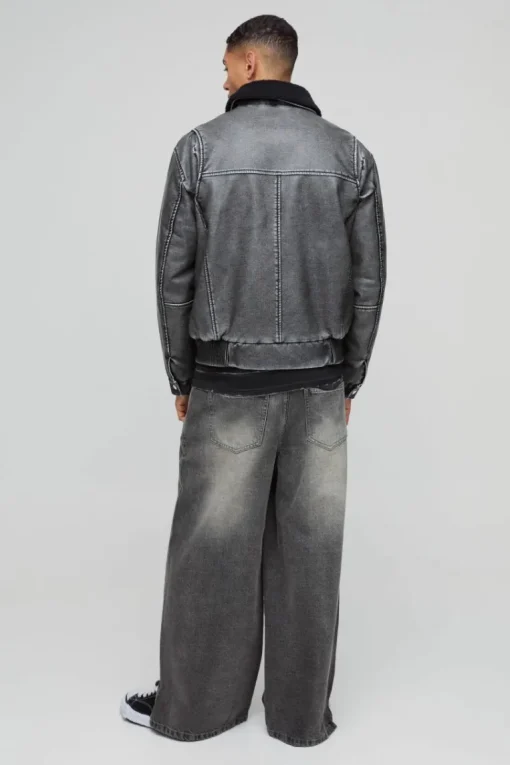 Detachable Borg Collar Aviator Bomber Jacket