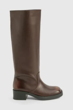 Distressed Column Knee High Boots