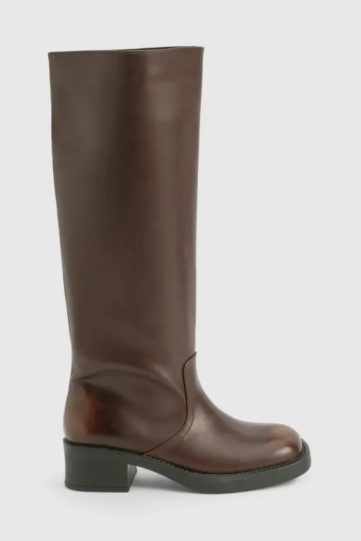 Distressed Column Knee High Boots