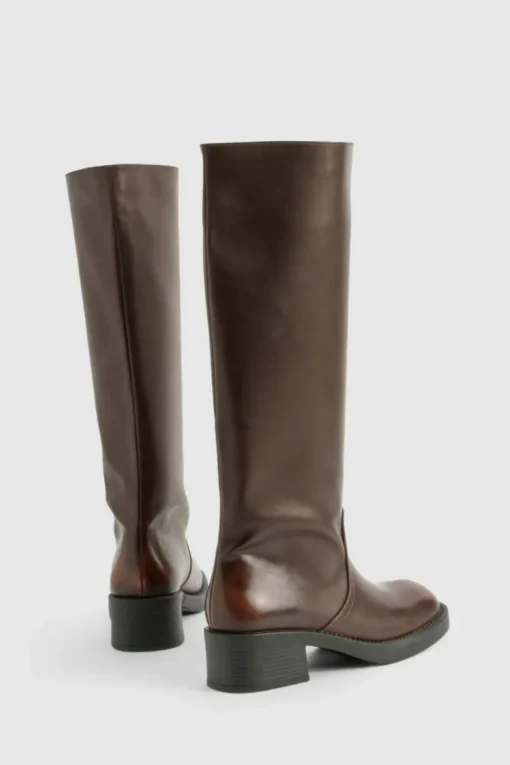 Distressed Column Knee High Boots