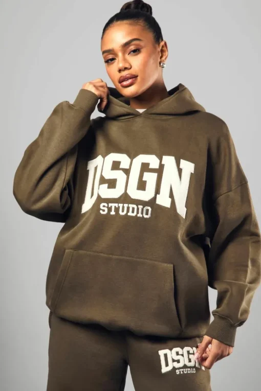 Dsgn Studio Towelling Applique Oversized Hoodie