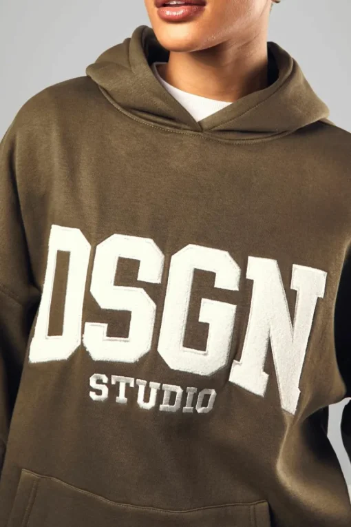 Dsgn Studio Towelling Applique Oversized Hoodie