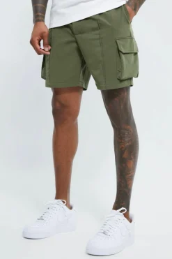 Elasticated Slim Cargo Short With Pintuck