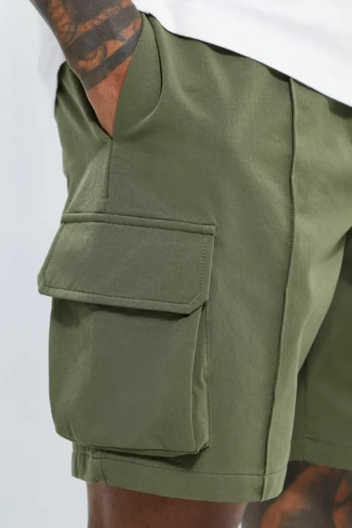 Elasticated Slim Cargo Short With Pintuck