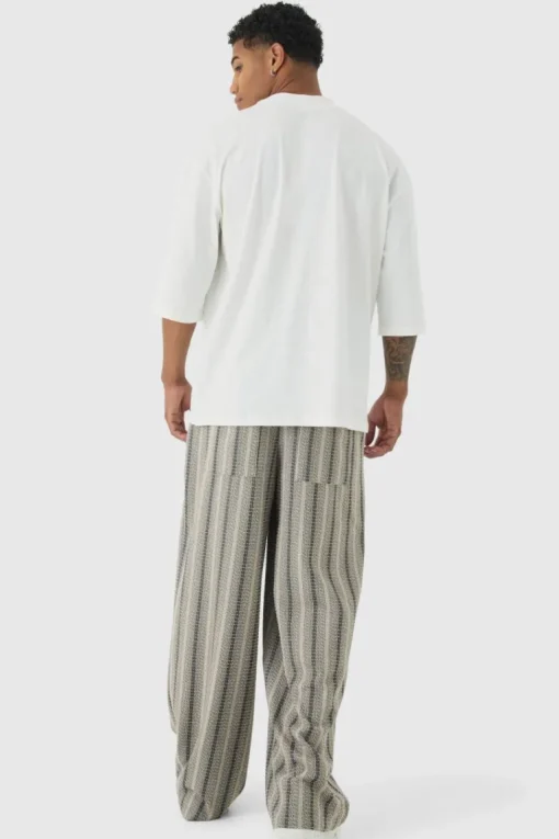 Elasticated Waist Baggy Boucle Trousers