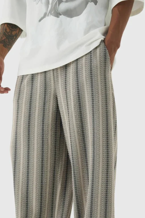 Elasticated Waist Baggy Boucle Trousers