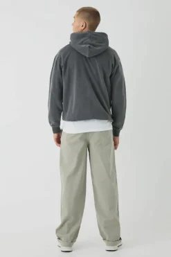 Elasticated Waist Baggy Turn Up Hem Chino Trousers