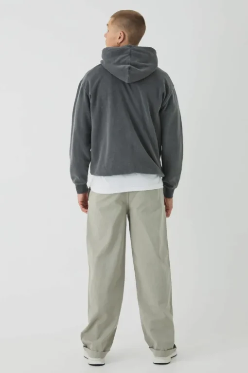 Elasticated Waist Baggy Turn Up Hem Chino Trousers
