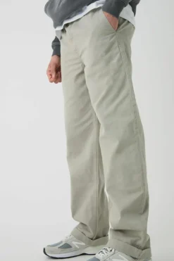 Elasticated Waist Baggy Turn Up Hem Chino Trousers
