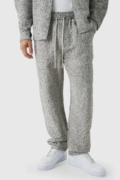 Elasticated Waist Boucle Straight Leg Trouser