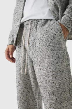 Elasticated Waist Boucle Straight Leg Trouser