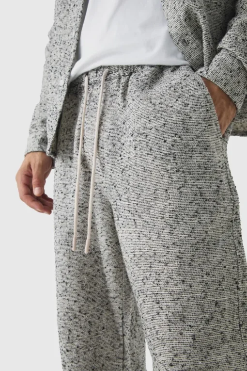 Elasticated Waist Boucle Straight Leg Trouser