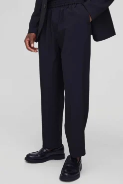 Elasticated Waist Cropped Skate Fit Tailored Trousers