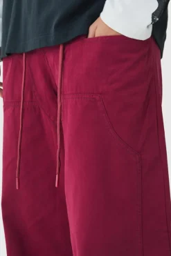 Elasticated Waist Extreme Baggy Twill Waistband Detail Trousers