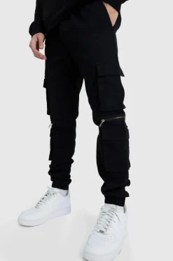 Elasticated Waist Multi Pocket Zip Cargo Trouser