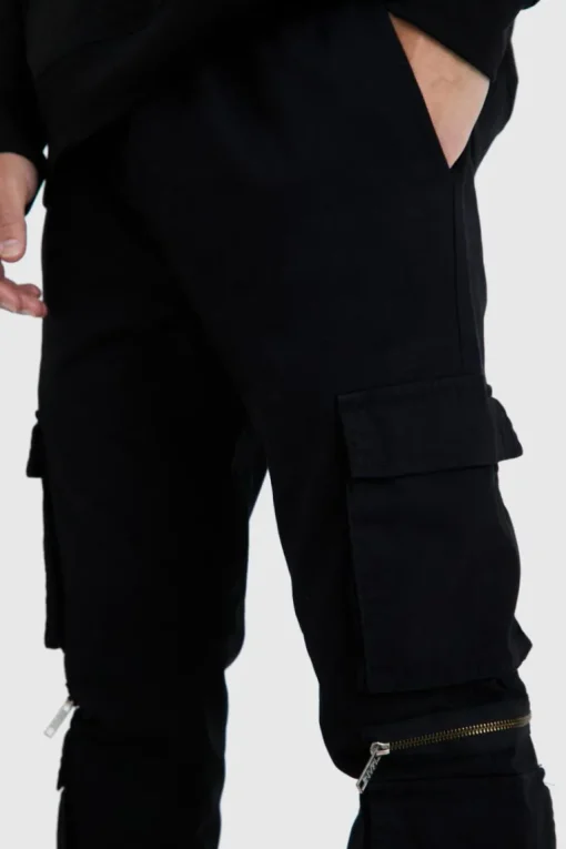 Elasticated Waist Multi Pocket Zip Cargo Trouser