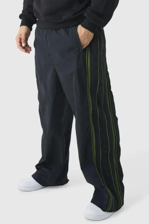 Elasticated Waist Parachute Front Piping Trousers