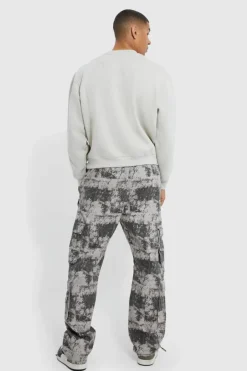 Elasticated Waist Printed Multi Pocket Stacked Cargo Trousers