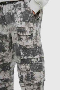Elasticated Waist Printed Multi Pocket Stacked Cargo Trousers