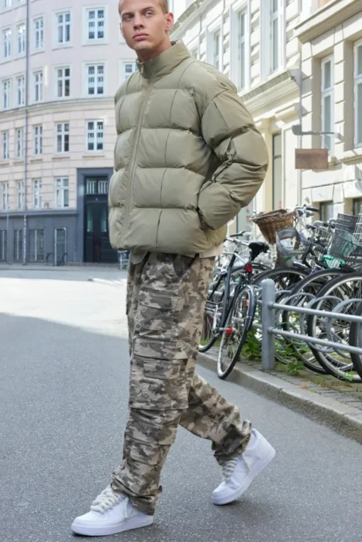 Elasticated Waist Relaxed Stacked Camo Cargo Trousers