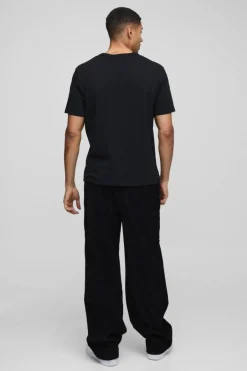 Elasticated Waist Relaxed Carpenter Waffle Corduroy Trousers
