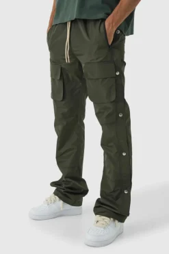 Elasticated Waist Slim Flare Stacked Cargo Trousers