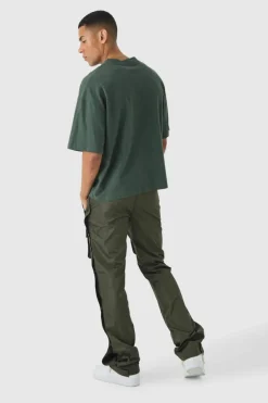 Elasticated Waist Slim Flare Stacked Cargo Trousers