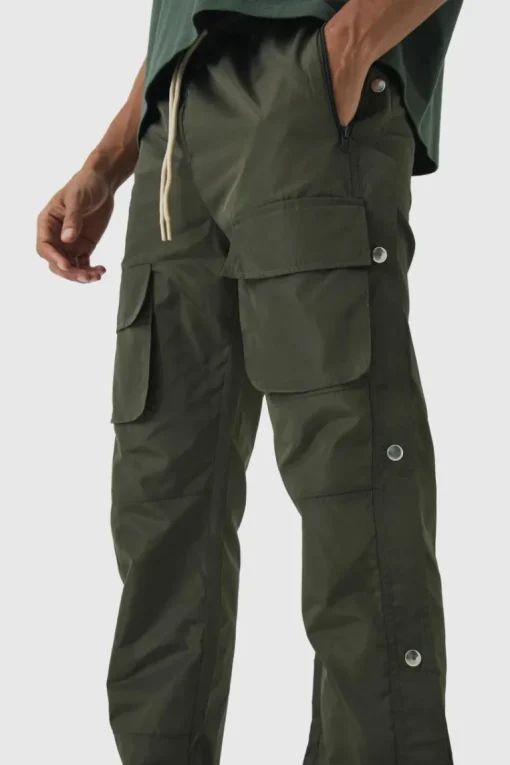 Elasticated Waist Slim Flare Stacked Cargo Trousers
