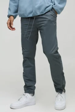 Elasticated Waist Slim Soft Twill Cuffed Trousers