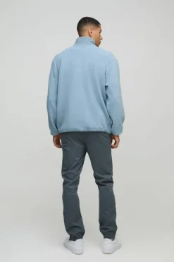 Elasticated Waist Slim Soft Twill Cuffed Trousers