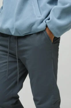 Elasticated Waist Slim Soft Twill Cuffed Trousers