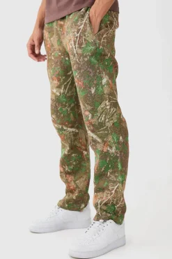Elasticated Waist Straight Leg Camo Tapestry Trouser