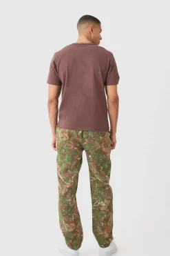 Elasticated Waist Straight Leg Camo Tapestry Trouser