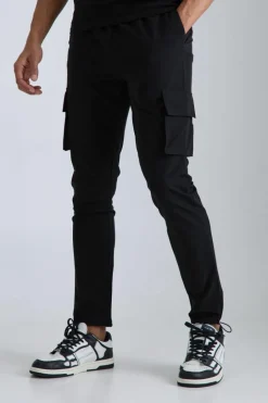 Elasticated Waist Technical Stretch Skinny Cargo Trouser